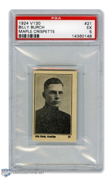 1924-25 Maple Crispette V130 Hockey Card #21 HOFer Harry "Billy" Burch - Graded PSA 5 - Highest Graded!