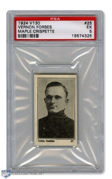 1924-25 Maple Crispette V130 Hockey Card #25 Vernon "Jake" Forbes - Graded PSA 5