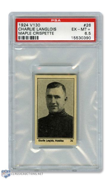1924-25 Maple Crispette V130 Hockey Card #26 Charlie Langlois RC - Graded PSA 6.5