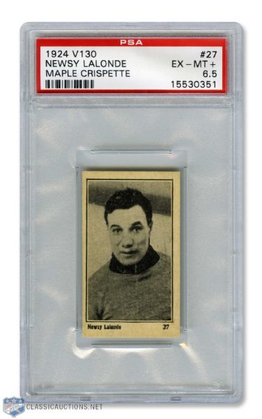 1924-25 Maple Crispette V130  Hockey Card #27 HOFer Edouard "Newsy" Lalonde - Graded PSA 6.5 - Highest Graded!