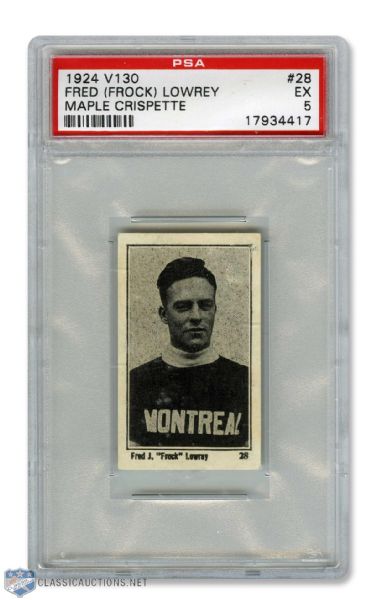 1924-25 Maple Crispette V130 Hockey Card #28 Fred "Frock" Lowrey RC - Graded PSA 5