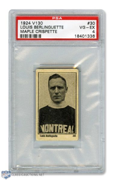 1924-25 Maple Crispette V130 Hockey Card #30 Louis Berlinguette RC - Graded PSA 4