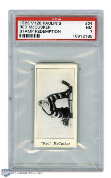 1923-24 Paulins Candy V128 Hockey Card #24 Red McCusker (Stamp) - Graded PSA 7 - Highest Graded!