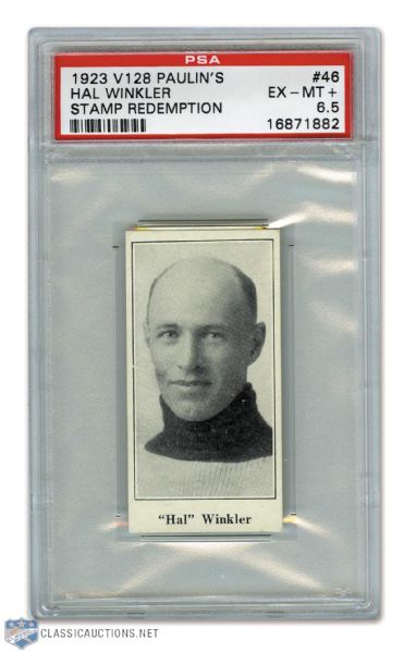 1923-24 Paulins Candy V128 Hockey Card #46 Hal Winkler (Stamp) - Graded PSA 6.5 - Highest Graded!