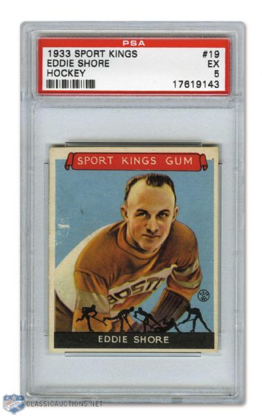 1933-34 Goudey Sport Kings Hockey Card #19 HOFer Eddie Shore - Graded PSA 5