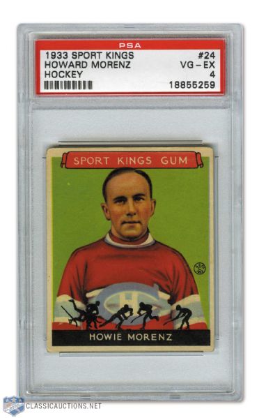 1933-34 Goudey Sport Kings  Hockey Card #24 HOFer Howie Morenz - Graded PSA 4