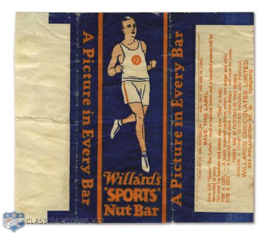 1923-24 Willards Chocolates V122 Hockey / Multi-Sport Card Wrapper