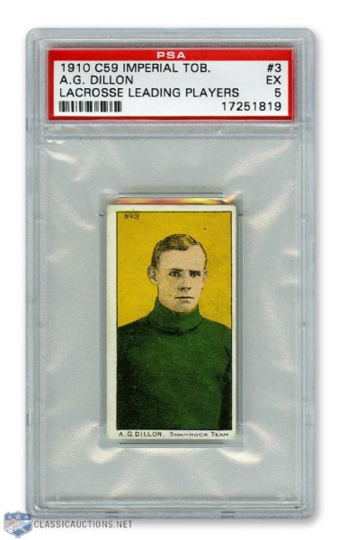 1910-11 Imperial Tobacco C59 Lacrosse Card #3 A.G. "Gus" Dillon RC - Graded PSA 5