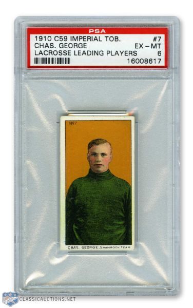 1910-11 Imperial Tobacco C59 Lacrosse Card #7 Charles "Chas." George RC - Graded PSA 6 - Highest Graded!