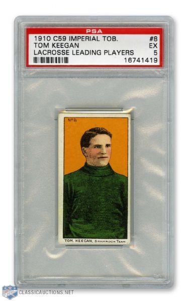 1910-11 Imperial Tobacco C59 Lacrosse Card #8 Tom Keegan RC - Graded PSA 5