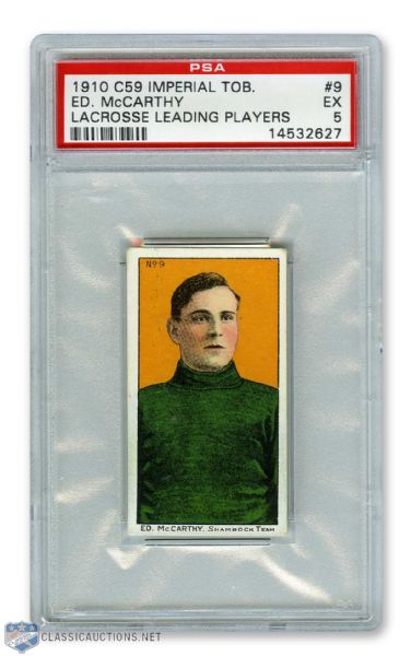 1910-11 Imperial Tobacco C59 Lacrosse Card #9 Edward McCarthy RC - Graded PSA 5