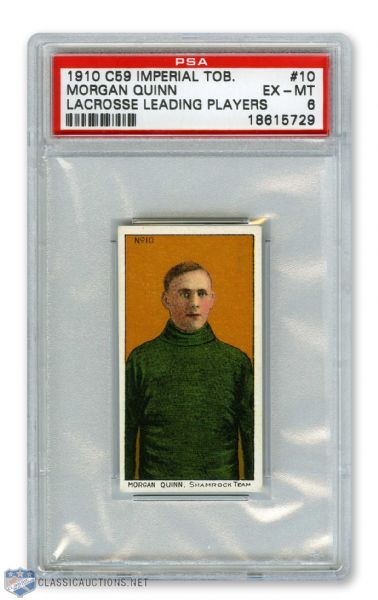 1910-11 Imperial Tobacco C59  Lacrosse Card #10 Morgan Quinn RC - Graded PSA 6 - Highest Graded!
