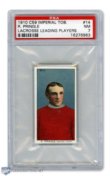 1910-11 Imperial Tobacco C59 Lacrosse Card #14 Bobby Pringle RC - Graded PSA 7