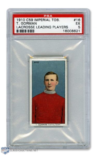 1910-11 Imperial Tobacco C59 Lacrosse Card #16 HOFer Tommy Gorman RC - Graded PSA 5