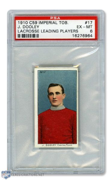 1910-11 Imperial Tobacco C59  Lacrosse Card #17 Jimmy Dooley RC - Graded PSA 6 - Highest Graded!