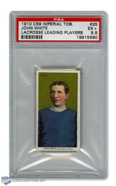 1910-11 Imperial Tobacco C59  Lacrosse Card #25 John "Big John" White RC - Graded PSA 5.5