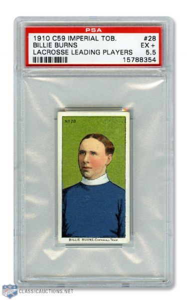 1910-11 Imperial Tobacco C59 Lacrosee Card  #28 Billie Burns RC - Graded PSA 5.5