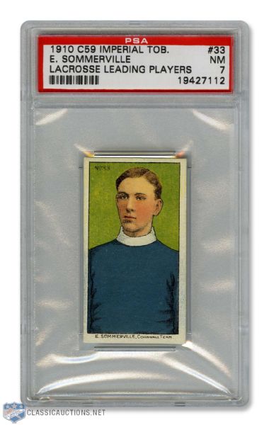 1910-11 Imperial Tobacco C59  Lacrosse Card #33 E. Somerville RC - Graded PSA 7 - Highest Graded!