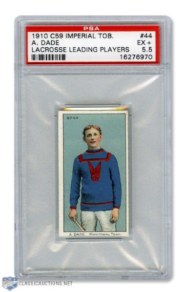 1910-11 Imperial Tobacco C59  Lacrosse Card #44 Albert Dade RC - Graded PSA 5.5