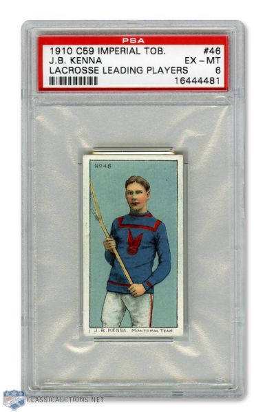 1910-11 Imperial Tobacco C59  Lacrosse Card #46 Jerry Kenna RC - Graded PSA 6