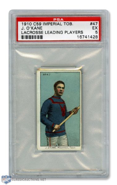 1910-11 Imperial Tobacco C59 Lacrosse Card #47 J. OKane RC - Graded PSA 5