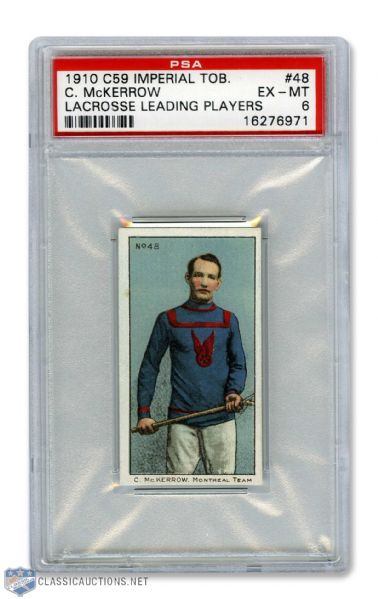 1910-11 Imperial Tobacco C59  Lacrosse Card #48 Clare McKerrow RC - Graded PSA 6