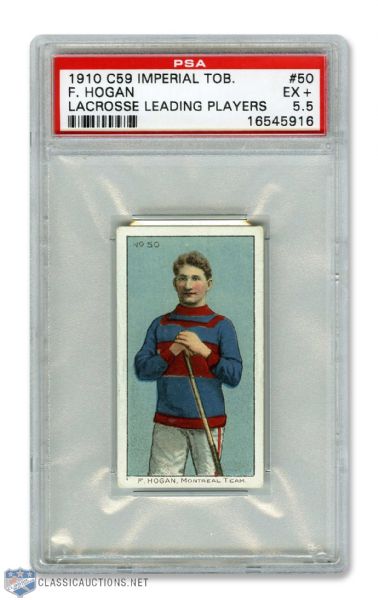 1910-11 Imperial Tobacco C59 Lacrosse Card #50 Frank Hogan RC - Graded PSA 5.5