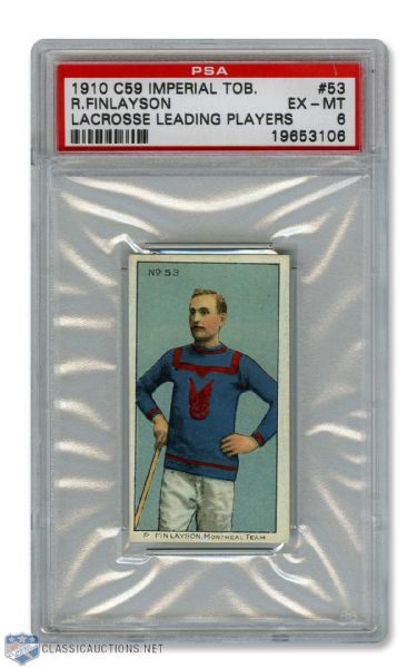 1910-11 Imperial Tobacco C59 Lacrosse Card #53 Roddy Finlayson RC - Graded PSA 6