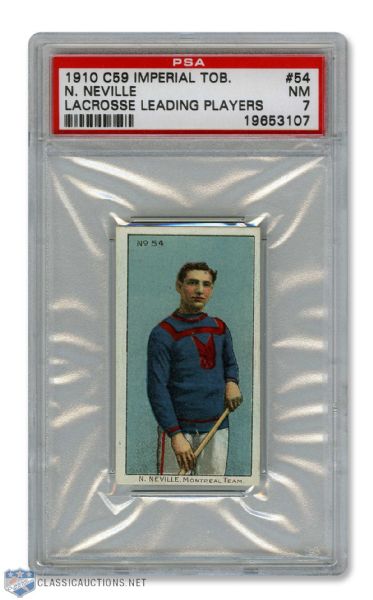 1910-11 Imperial Tobacco C59  Lacrosse Card #54 Nick Neville RC - Graded PSA 7 - Highest Graded!