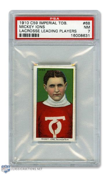 1910-11 Imperial Tobacco C59  Lacrosse Card #68 HOFer Fred J. "Mickey" Ions RC - Graded PSA 7 - Highest Graded!