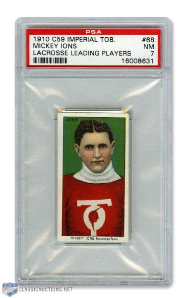 1910-11 Imperial Tobacco C59  Lacrosse Card #68 HOFer Fred J. "Mickey" Ions RC - Graded PSA 7 - Highest Graded!