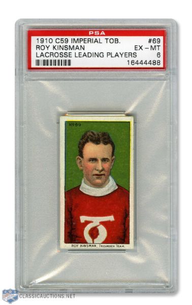 1910-11 Imperial Tobacco C59  Lacrosse Card #69 Roy Kinsman RC - Graded PSA 6 - Highest Graded!