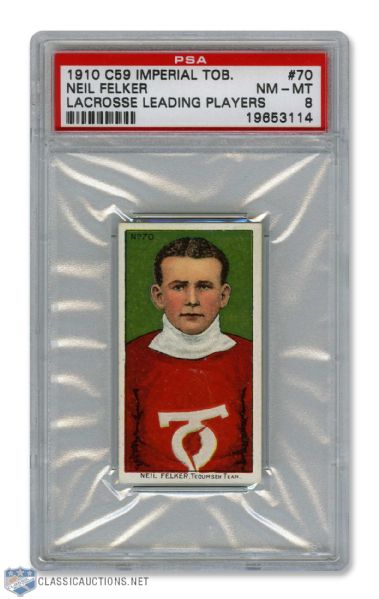 1910-11 Imperial Tobacco C59  Lacrosse Card #70 HOFer Neil Felker RC - Graded PSA 8 - Highest Graded!