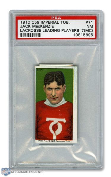 1910-11 Imperial Tobacco C59  Lacrosse Card #71 Jack MacKenzie RC - Graded PSA 7 (MC) - Highest Graded!