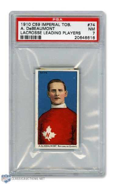 1910-11 Imperial Tobacco C59  Lacrosse Card #74 A. DeBeaumont RC - Graded PSA 7 - Highest Graded!