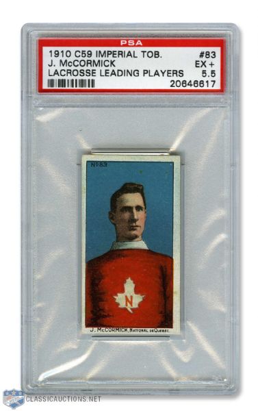 1910-11 Imperial Tobacco C59 Lacrosse Card #83 J. McCormick RC - Graded PSA 5.5