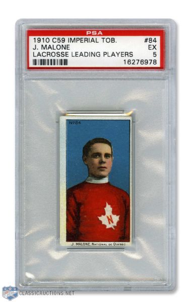 1910-11 Imperial Tobacco C59  Lacrosse Card #84 HOFer Joe "Phantom Joe" Malone RC - Graded PSA 5