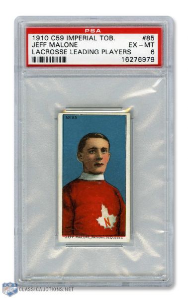 1910-11 Imperial Tobacco C59 Lacrosse Card #85 HOFer Jeff Malone RC - Graded PSA 6 - Highest Graded!