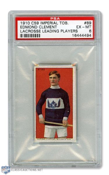 1910-11 Imperial Tobacco C59 Lacrosse Card #89 Edmond Clement RC - Graded PSA 6 - Highest Graded!