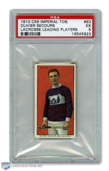 1910-11 Imperial Tobacco C59 Lacrosse Card #93 Olivier Secours RC - Graded PSA 5
