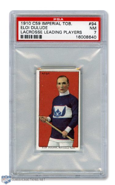 1910-11 Imperial Tobacco C59  Lacrosse Card #94 Eloi Dulude RC - Graded PSA 7 - Highest Graded!