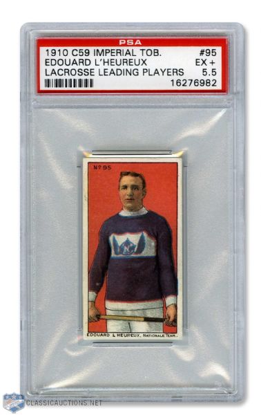 1910-11 Imperial Tobacco C59  Lacrosse Card #95 Edouard LHeureux RC - Graded PSA 5.5