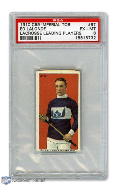 1910-11 Imperial Tobacco C59  Lacrosse Card #97 HOFer Edouard "Newsy" Lalonde RC - Graded PSA 6 - Highest Graded!