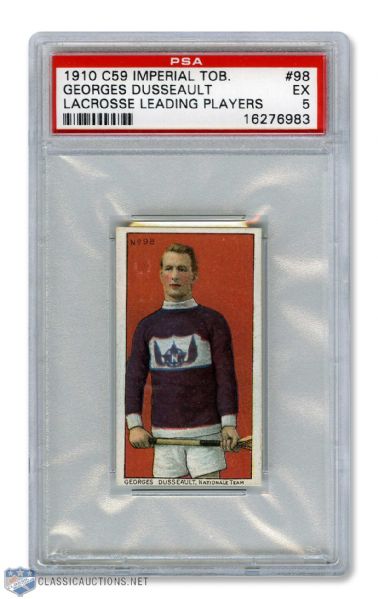 1910-11 Imperial Tobacco C59 Lacrosse Card #98 George Dusseault RC - Graded PSA 5