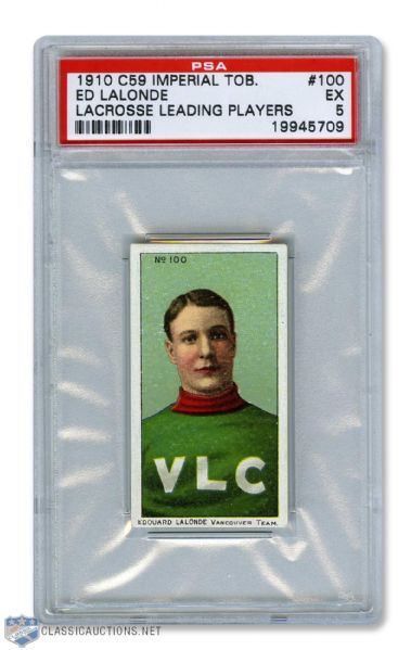 1910-11 Imperial Tobacco C59  Lacrosse Card #100 HOFer Edouard "Newsy" Lalonde RC - Graded PSA 5