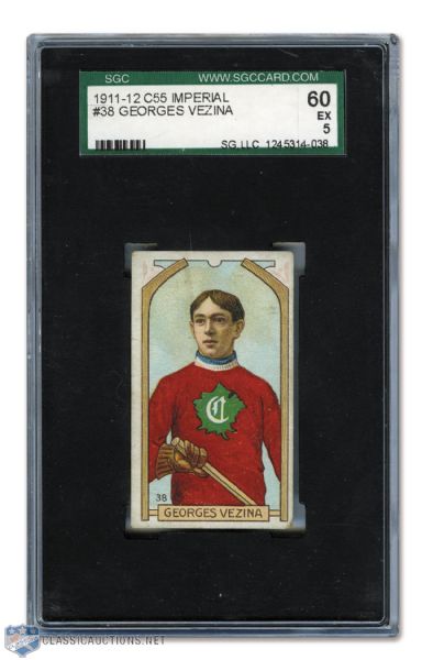 1911-12 Imperial Tobacco C55 #38 HOFer Georges Vezina RC - Graded SGC 5