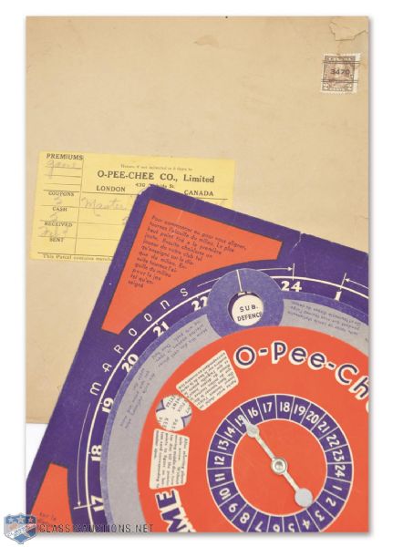 1936-37 O-Pee-Chee Premium "Hockey Star Game" with Original Mailing Envelope