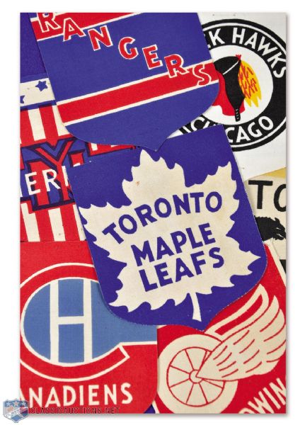 1934-43 Bee Hive Premium NHL Team Shield Crest Collection of 7