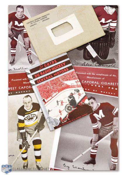 1934-35 Sweet Caporal Photo Collection of 4 with Shore Plus 1933-34 GM Hockey Guide