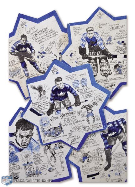 1932-33 Toronto Maple Leafs OKeefes Coaster Collection of 5